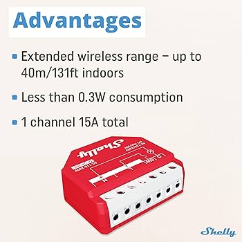 Shelly Wave 1PM US UL | Z-Wave Smart Switch Relay, 1-Channel